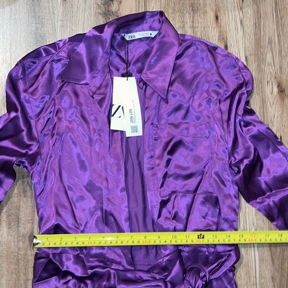 NEW! Zara Purple Belted Wrap Dress - Picture 12 of 12